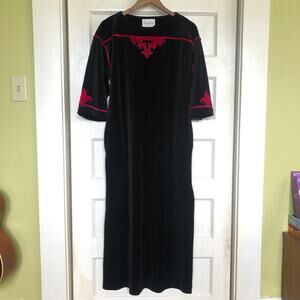 VTG 60s Kayser Velour Maxi Lounge Dress Nightgown Petite USA Gothic Vampirecore